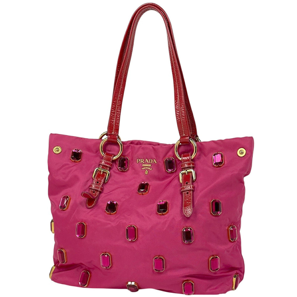 Prada tote bag embellished pink red